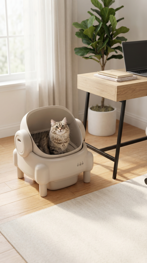 cat in kitty litter box